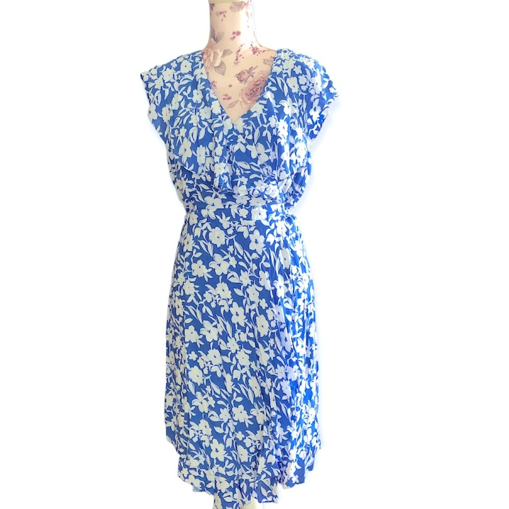 Draper James Floral Ruffle Flutter Wrap Dress